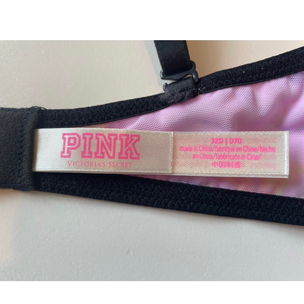 Victoria's Secret Pink Wear Everywhere Super Push-Up Bra Sz 32D EUC Pink Floral - Picture 5 of 6